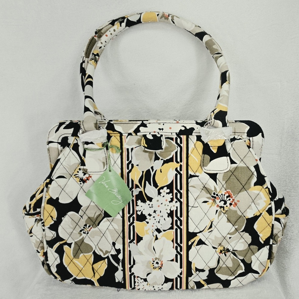 Vera Bradley Frame Bag Dogwood Womens Large Floral Quilted Satchel Top Handle